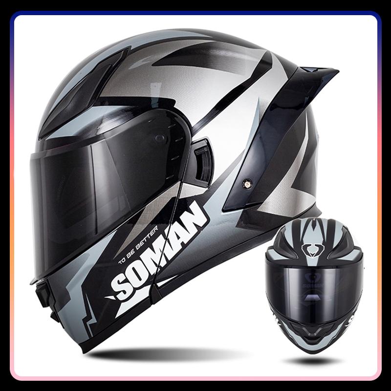 Dual Lens Flip Up Helmets for Motorcycle Moto DOT Approved Full Face Motorcycles Helmet Double Lens Modular Helmet