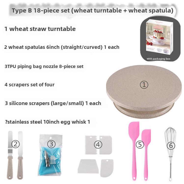 Wheat Straw Cake Turntable Decorating Set - Rotating Baking Tool for DIY Projects