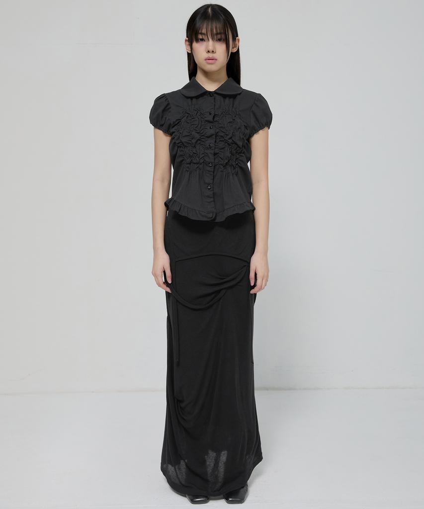 Peulleeoeob Cloud Puff Blouse (Fl-115_Black)