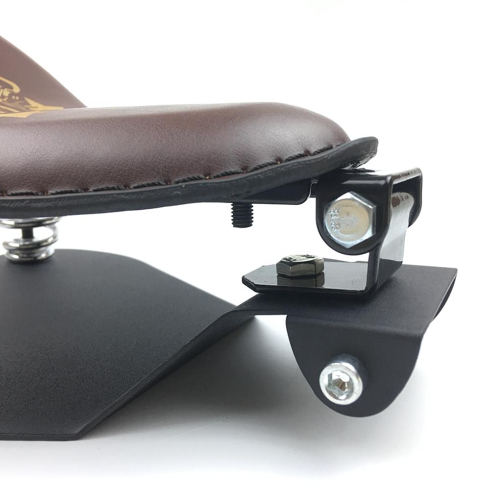 Motorcycle Retro Brown/Black Skull Leather Solo Seat+3" Spring Bracket for Harley Custom Chopper Bobber Leather Saddle Seat