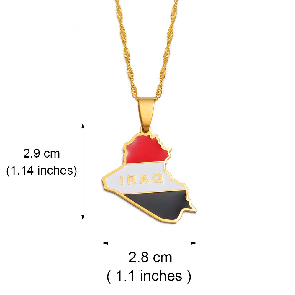 Anniyo Republic Of Iraq Map Pendant Necklaces Jewelry Map Of Iraq Chain Necklace #252421 Pendant Chain&45cm OR 17.7 Inches