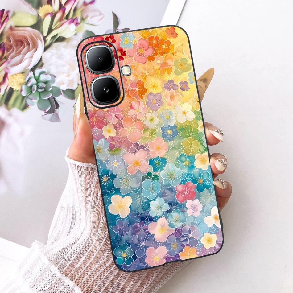 For Infinix Smart 20 X6840 X6840B Cute Flower Butterfly Cat Painted Case For Infinix Smart20 Black Silicone Soft Phone Cases