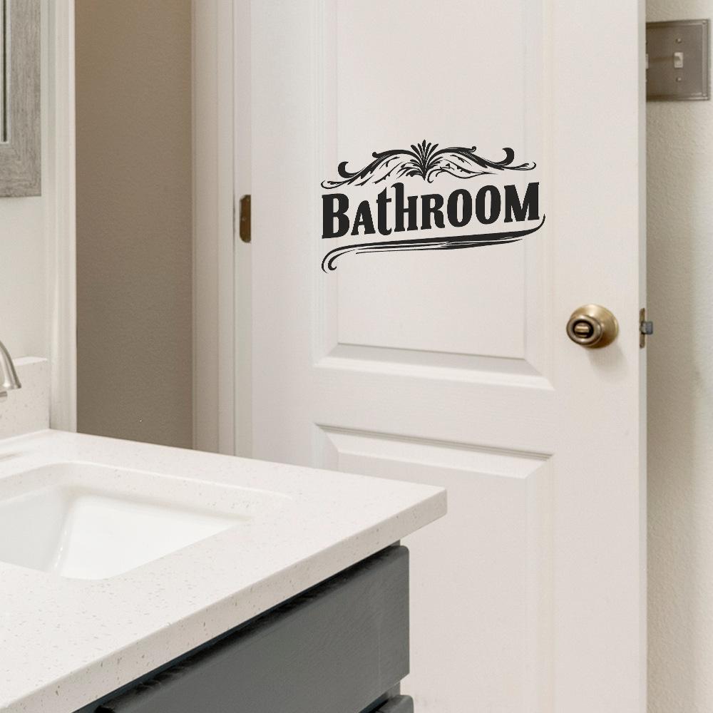 Bathroom Word Minimalist Wall Sticker for Bathroom Home Decor Self-Adhesive Removable Decal