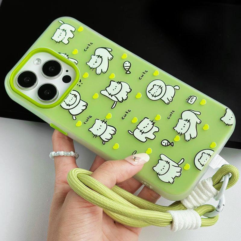 

Тонкий чехол-шнурок для iPhone 16, совместимый и подходящий для 15, 14, 13, 13/12/11, promax /xsmax/xr, котенок X&XS