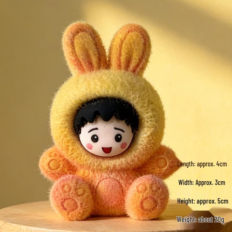 Gradient Flocked Rabbit Resin Ornament - Cute Trendy Blind Box Toy & DIY Desktop Decoration Gift