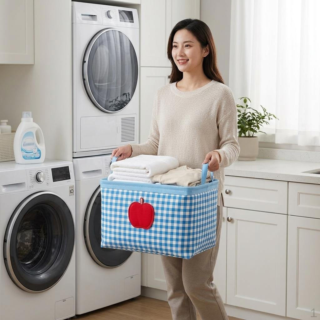 Toys Clothes Organizer with Easy Carry Handles Washing Bin for Bedroom Hotel Blue A