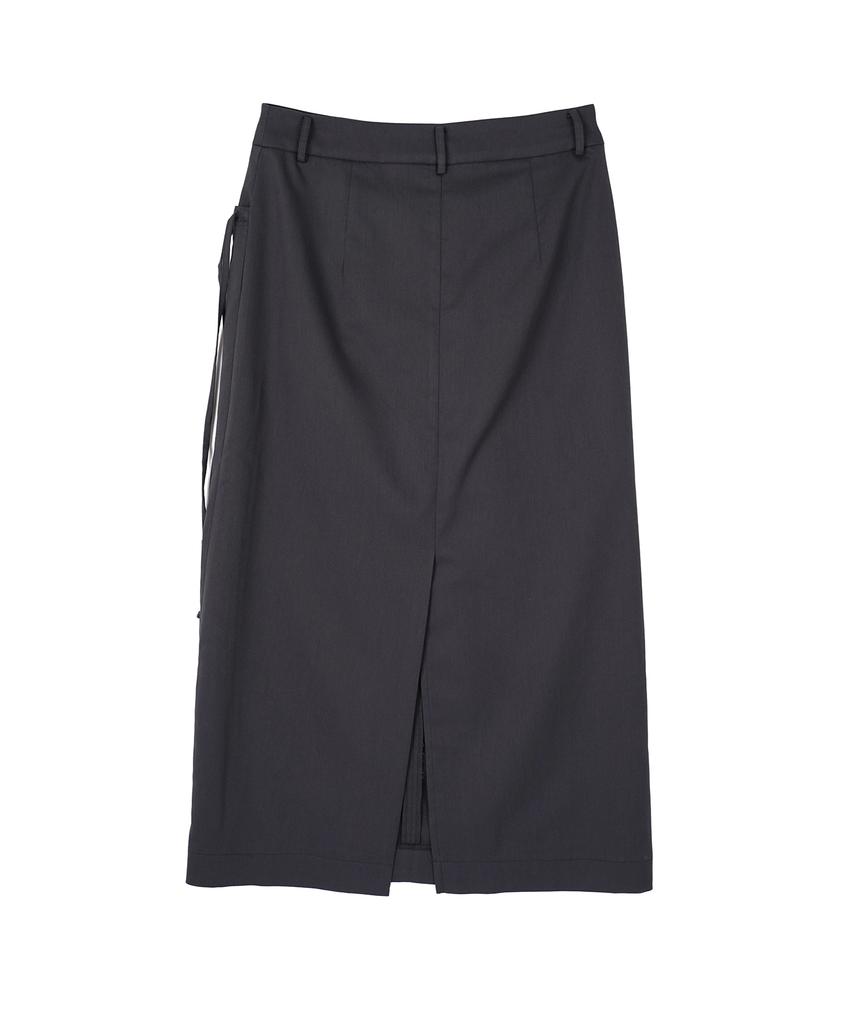 Hardcore Happiness Pocket Rope Long Skirt_Charcoal