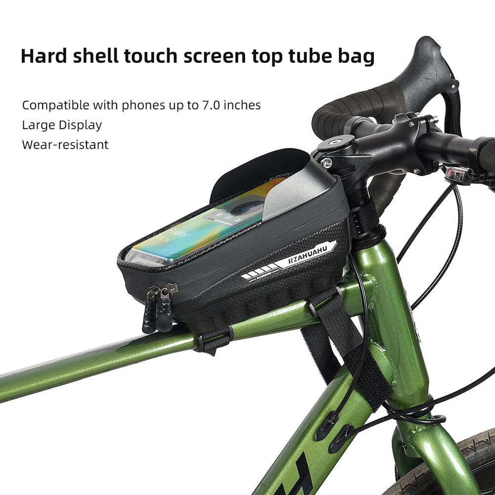 RZAHUAHU Bicycle Bag Waterproof Touch Screen Cycling Bags MTB Bike Top Front Tube Frame Bag 7.0inch Phone Case Bike Accessories