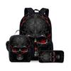 Skelettmuster Dreiteiliges Set Rucksäcke für Jungen und Mädchen Beste Geschenke 2D Flacher Cartoon Schulrucksack für Kinder