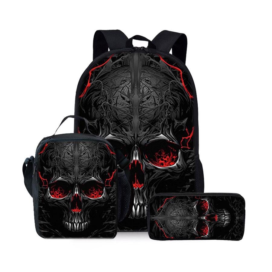 Girls Pattern Three Piece Set Daily Pack+Lunch Box+Pen Case For Boys/Girls Children Best Gifts 2D Animated Teens Laptop Backpack