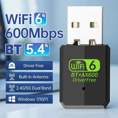 Adaptateur Wifi 6 Bluetooth 5.4 600 Mbps Double Bande 2.4G/5Ghz Carte Réseau Sans Fil Récepteur Sans Fil pour PC Ordinateur Portable 10/11 Sans Pilote