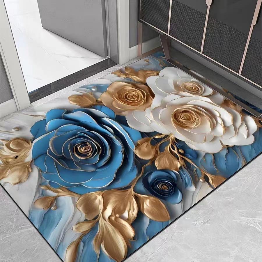 Elegant 3D Printed Memory Foam Bathroom Mat with Non-slip Design