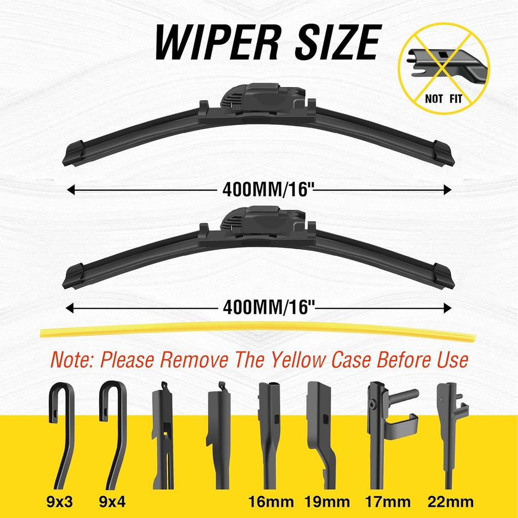 5 PLUS® 16"+16" Windshield Wipers Replacement For 2018      JEEP Wrangler /     JEEP Gladiator Wiper Blades-Original Factory Quality (Pack Of 2)