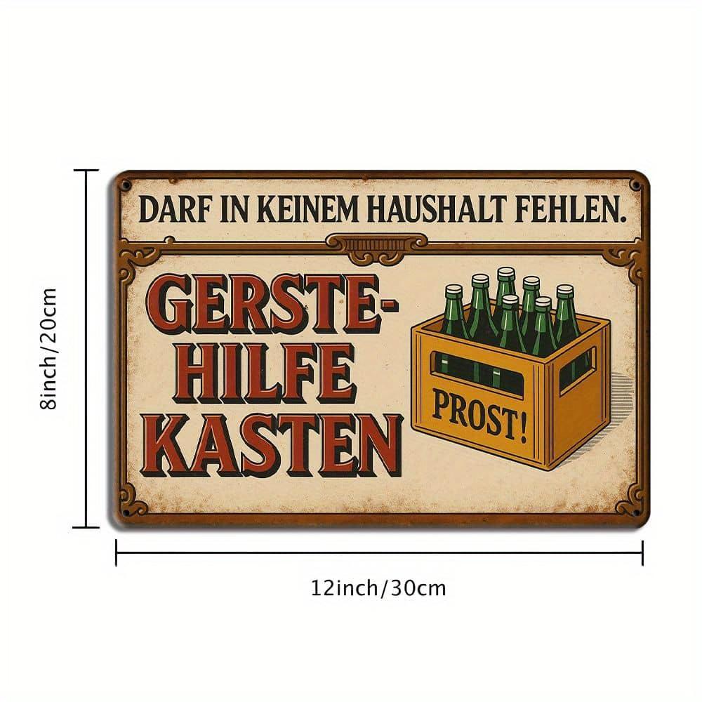 Hisun Tin Sign German Beer Crate Sign Darf In Keinem Haushalt Fehlen Vintage Metal Decor for Pub Man Cave