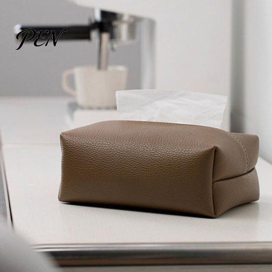 Sturdy Leather Paper Box PU Tissue Box, Multi-Purpose Desktop Organizer, Durable Dining Room Dispenser Compact Foldable Napkin Dispenser, for Desk And