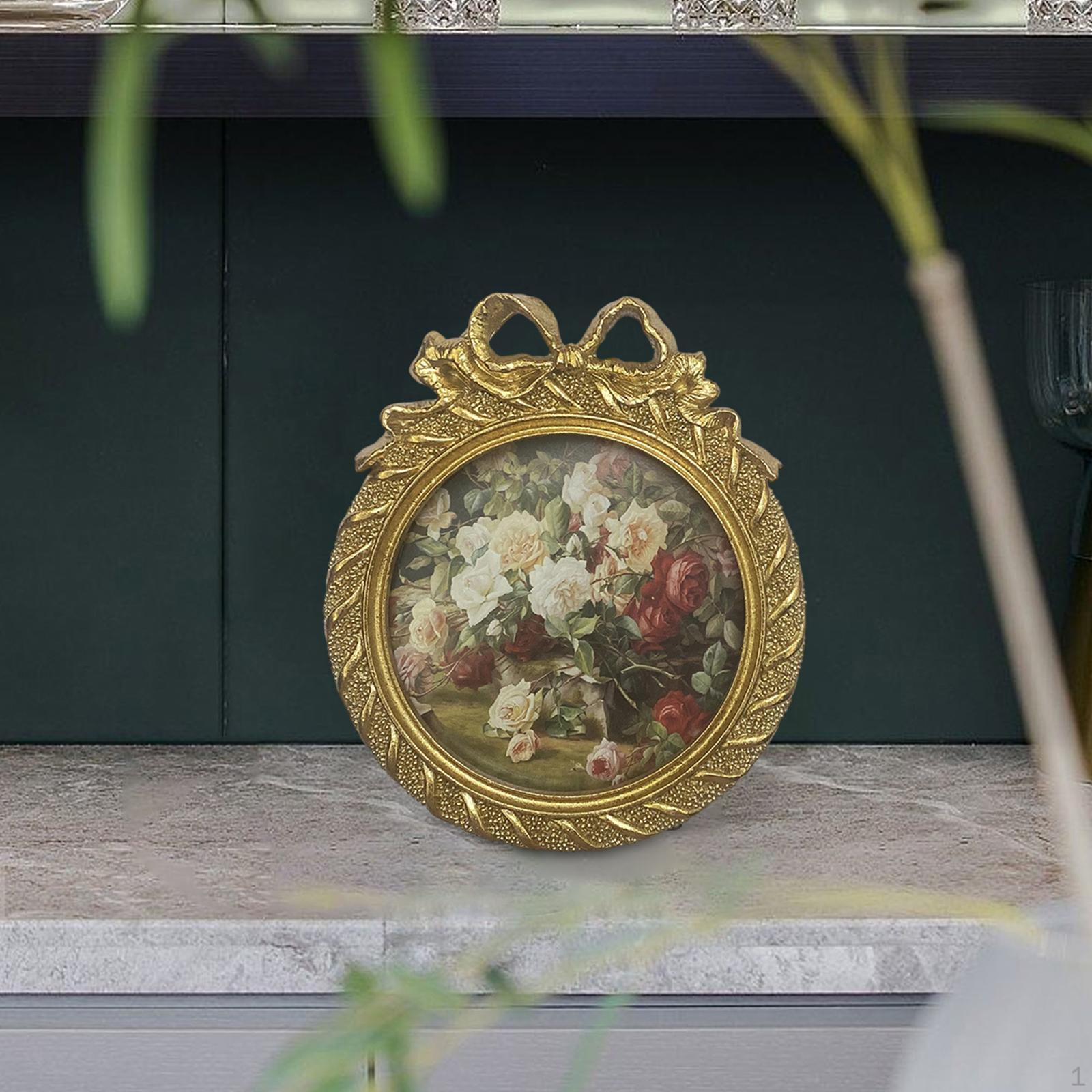 

Смоляная фоторамка Витиеватая настольная подвесная подставка для фотографий Круглая для рабочего стола гостиной