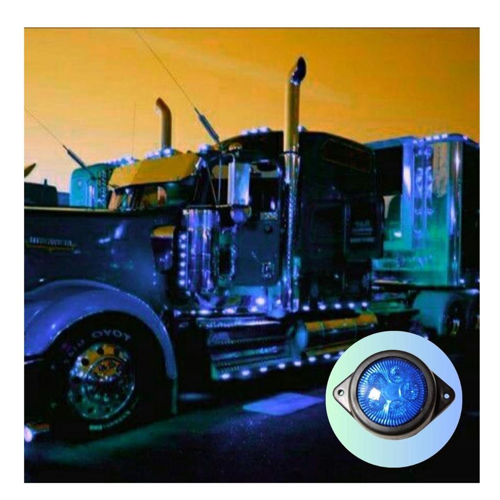 LED Outline Marker Lights Trailer for Truck 24V Blue Clearance Chicken Lights for Semi Trucks Freightliner Cargo – Universal Fit (Pack of 6)