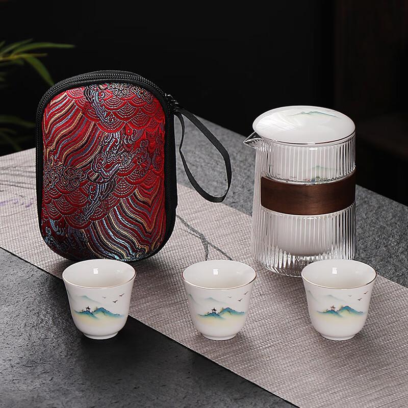White Porcelain Portable Travel Tea Set