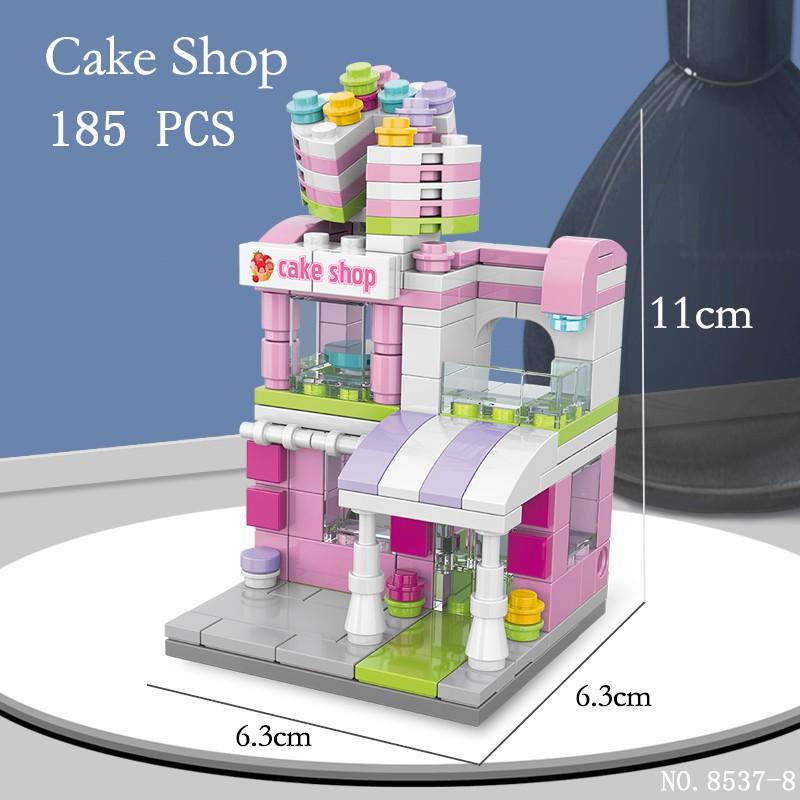 208pcs Mini City Street View Building Blocks McDonald's House Model Building Blocks Compatible with Children's Educational Toys