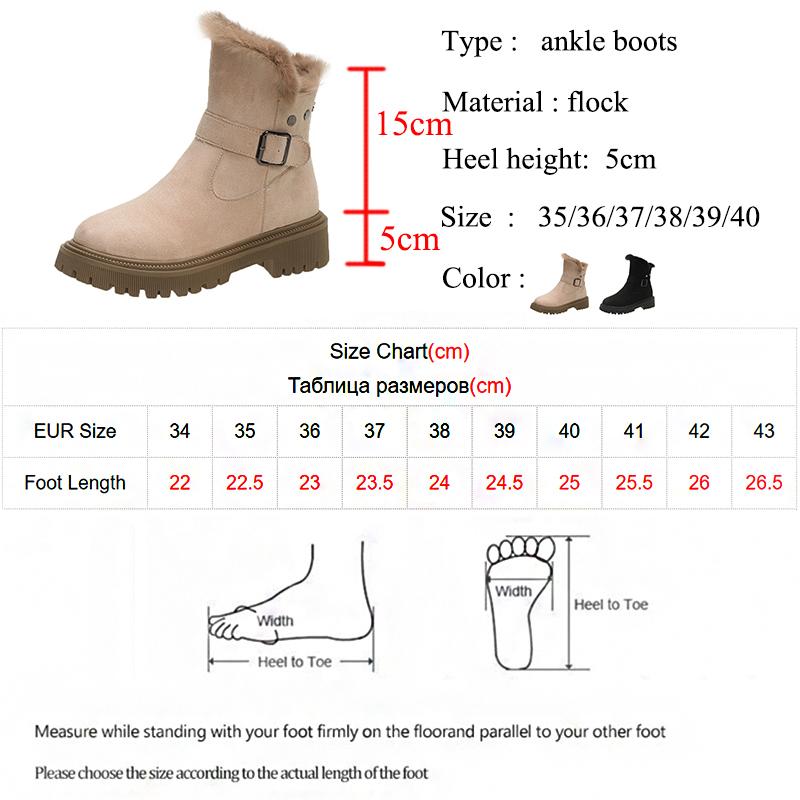 Lucyever Faux Suede Winter Woman Ankle Boots Fashion Buckle Warm Thick Plush Snow Boots Women Vintage Platform Botas Mujer 2024