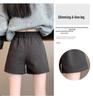 Plus Size Women's Black Wool Wide-Leg High-Waisted A-Line Shorts for Fall/Winter