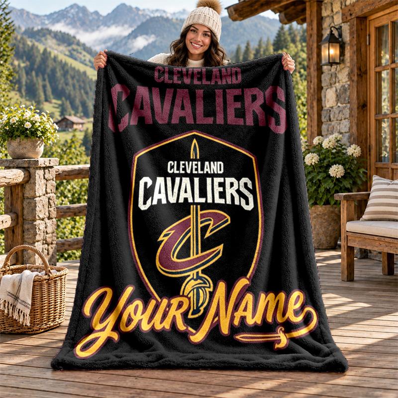 Cleveland Cavaliers Custom Name Flannel Blanket Personalized Soft Warm Plush Throw Blanket Customized Gift for Family Friends