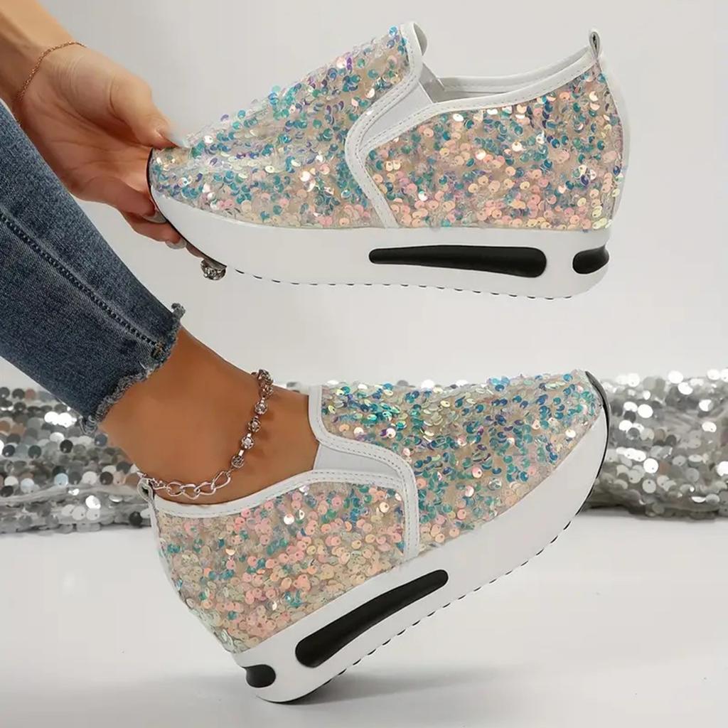 Sneakers Damen Pailletten Schuhe Atmungsaktiv Mode Laufen Bequem Freizeit Schuhwerk Tenis Masculino Leichte Sportschuhe