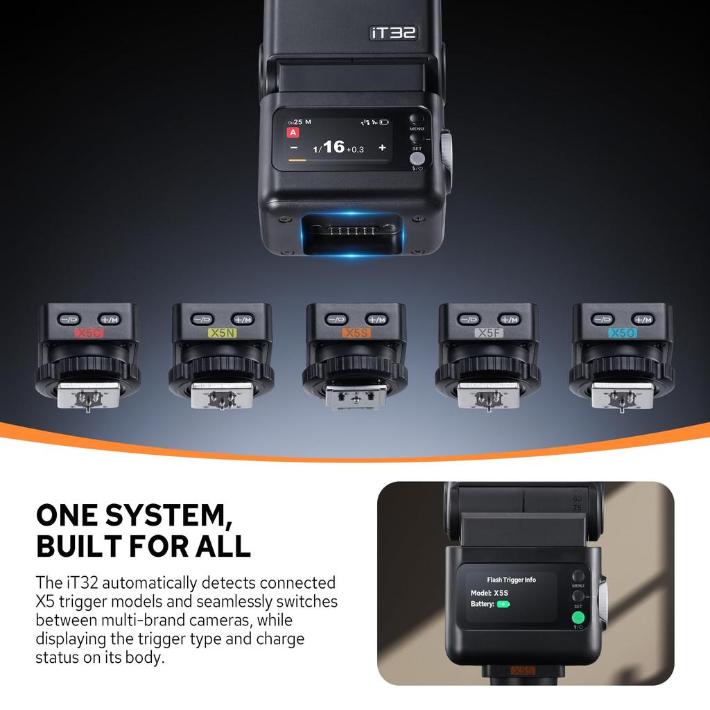 Godox IT32 Strobe Trigger Camera Flash Kit for Sony Features a Magnetic Hot Integrated Hot Shoe and Trigger TTL HSS Approximately 510 Recycle Color