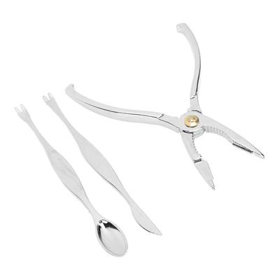 3-Piece Set Ergonomic Handle Crab Cracker Stainless Steel Lobster Cracker Seafood Tools Set  Nut