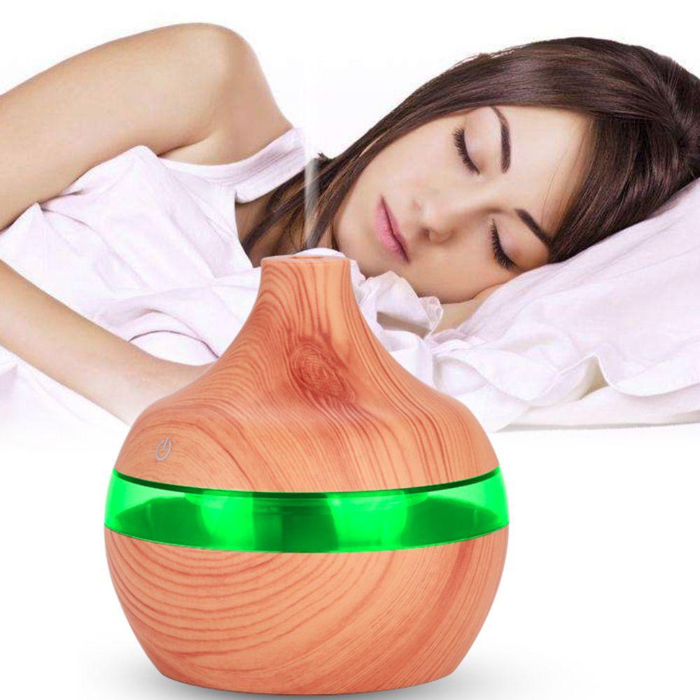 Wood Grain Air Humidifier Colorful LED Light Air Freshener Machine Aroma Oil Diffuser  Living Room