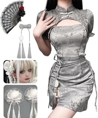 JIURUN Chinese Bun Maid Halloween Gothic Lolita Lolita Cute Chinese Chinese Style Size Dress, Cosplay, Cover, Outfit, Cosplay, One-Piece Outfit,