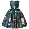 Children's Christmas Dress Cartoon Print Bow Dress Christmas Performance Sparkling Kids Birthday Dress Elegant Soft Party Dress Ball Gown for Girls
