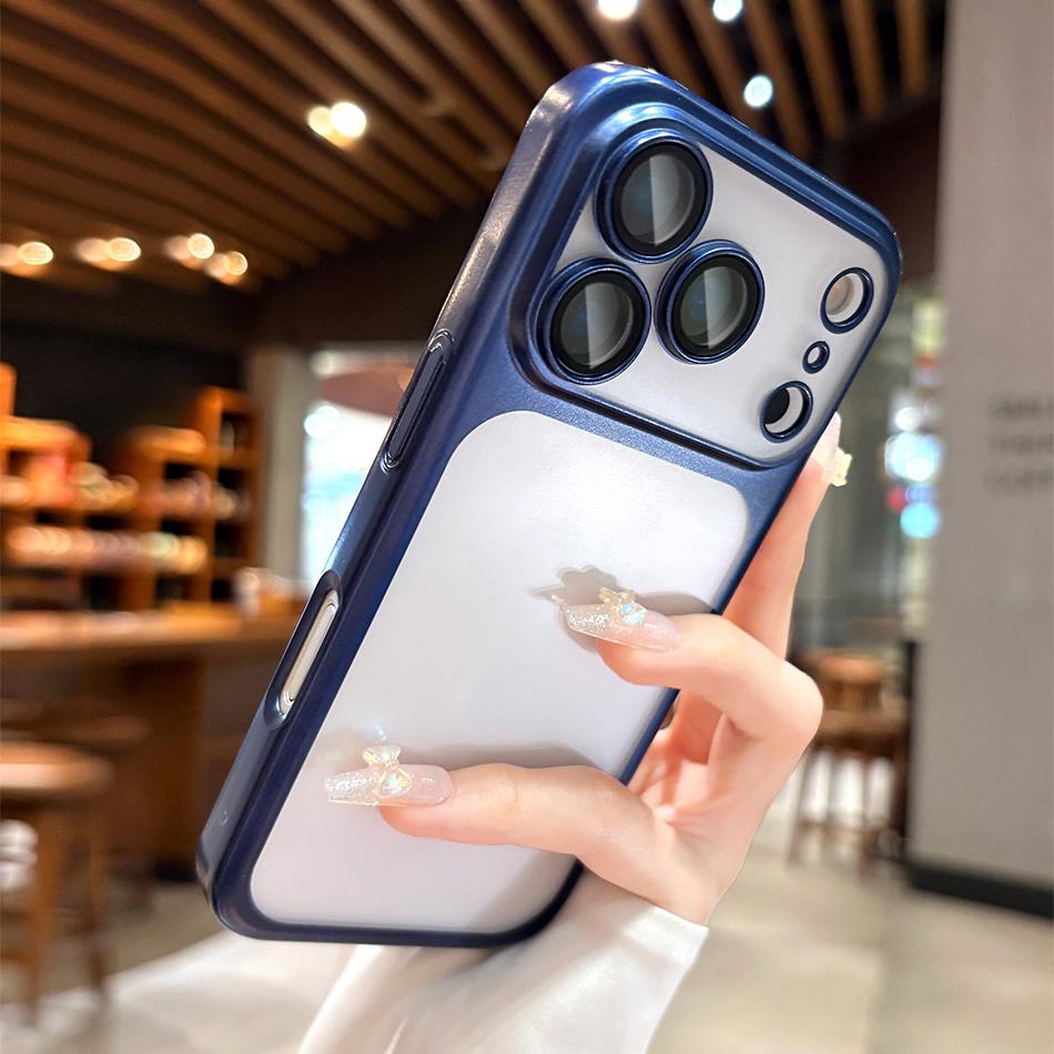 NEW Plating Frosted Translunt PC Phone Case For iPhone 17 Pro Max Air 16 15 14  Official Matte Lens Glass Protect Cover