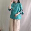 Spring Summer Retro Seven Quarter Ladies' Cotton Linen Shirt Blouse Chinese Traditional Women's Formal Top Ttang Costume Hanfu