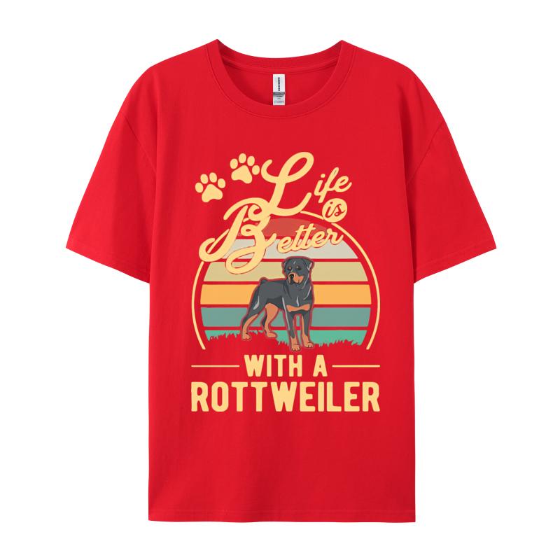 Life Is Better With A Rottweiler Tshirt Boy Funny TShirt Top TShirts Tops Shirt For Unisex On Sale Cotton T Shirt