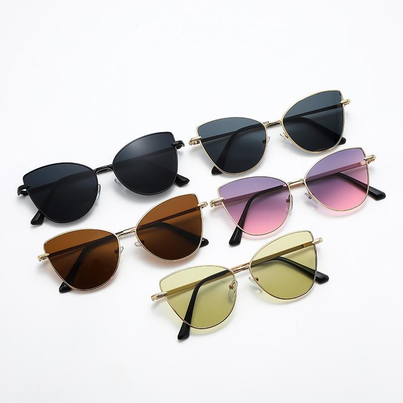 Fashionable And Cool Metal Cat Eye Sunglasses New Women'S Outdoor Photography Eyeglasses Summer Uv Protection