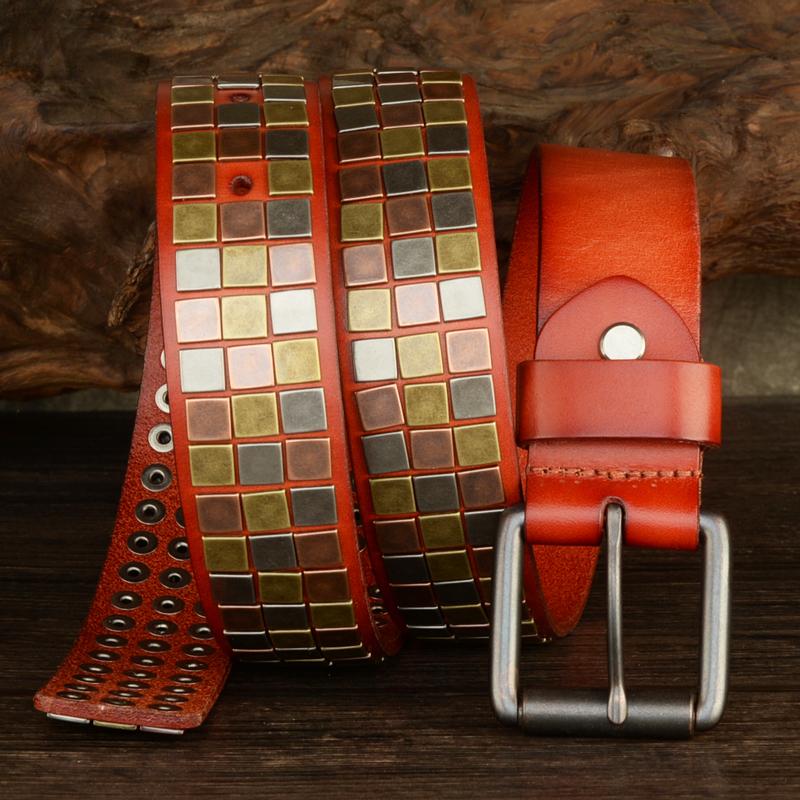 

3,8 см Модные Повседневные Мужские Ремни из Натуральной Кожи Верхнего Слоя с Пряжкой-Штырем для Мужских Джинсов и Ковбойских Брюк Высококачественный Ремень 105CM