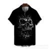 Men Gothic Skull Themed Short Sleeve Casual Shirts