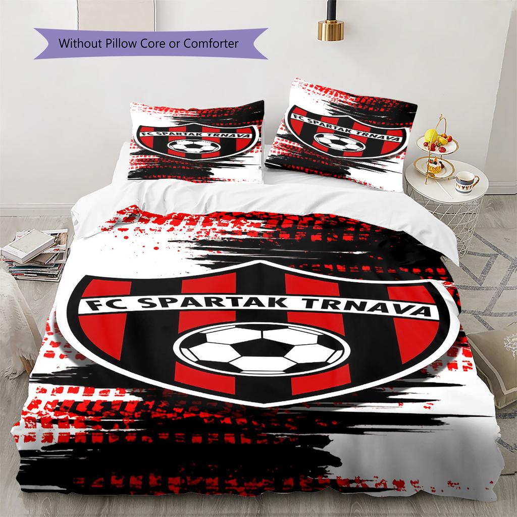 Literie Modèle FC Spartak Trnava, Ensemble Couette Housse de Couette Taie d'oreiller Cadeau d'Anniversaire pour la Maison(1 housse de couette + 2 taies d'oreiller, sans garniture.)