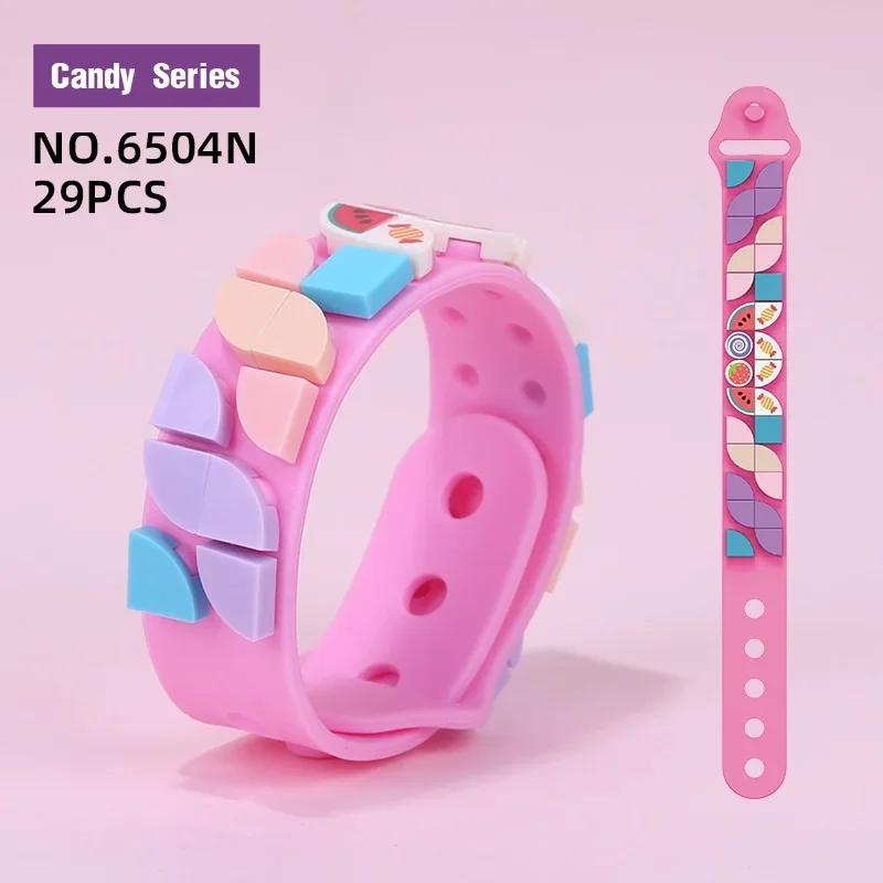 Non-Toxic 29Pcs Kids Building Blocks Silicone Bracelet Dots Diy Creative Craft Friendship Bracelet Making Kit For Kids Birthday Gift