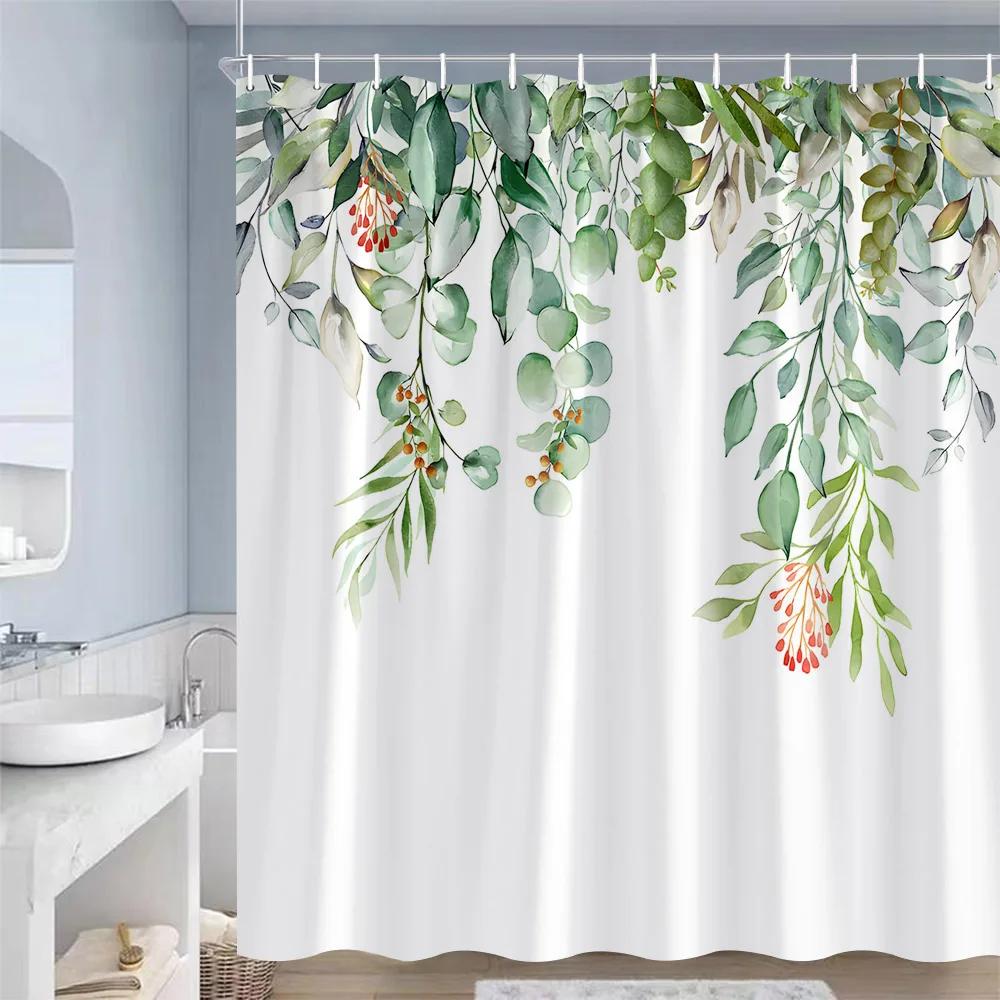 Rustieke Bloemen Douchegordijnen Vlinder Aquarel Bloemen Planten Paars Lavendel Badkamer Gordijn Polyester Decoratie met Haken