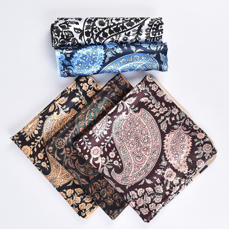 New Cashew Flower Pattern Printing 91 * 91 Satin Large Square Scarf Silk Scarf Spot Wholesale, Yiwu