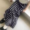 Women's Retro College Style Color Contrast Patchwork Check Low Waist Slimming All Matching Simple Skirt