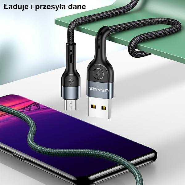 Usams Kabel Pleciony U55 2A Micro Usbzielony/Green 1M Sj450Usb02 (Us-Sj450)