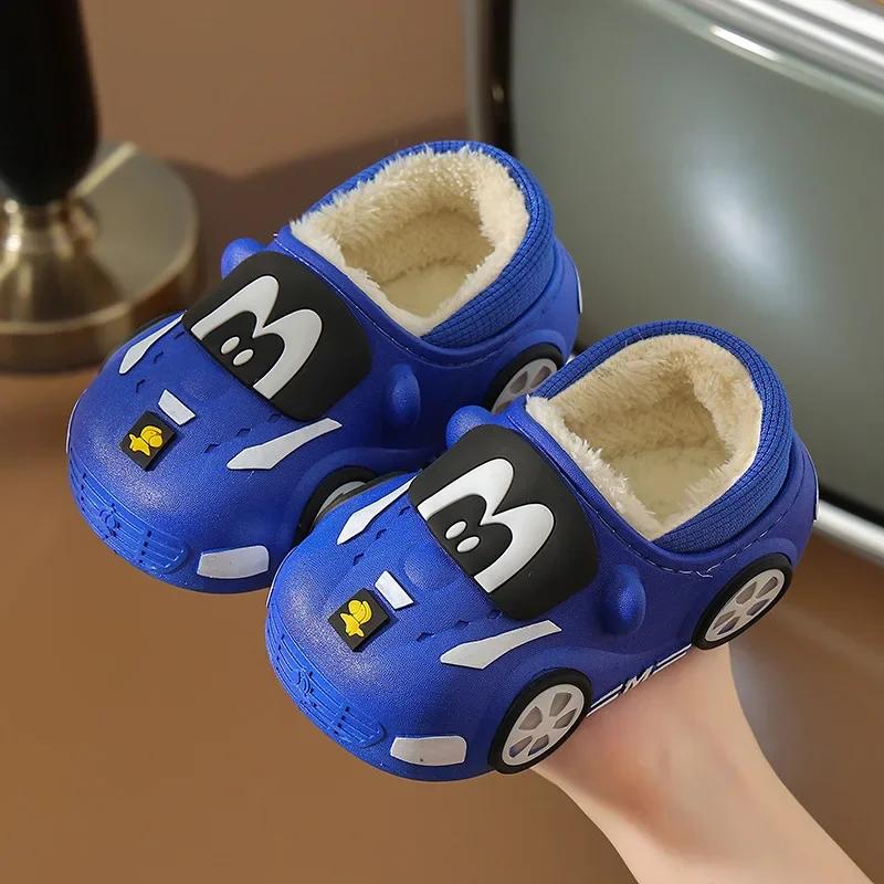 Fashion Children Indoor Slippers Winter Warm Shoes Kids Mum Dad Home Floor Slipper Cartoon Style Anti-slip Boys Girls Cotton Footwear