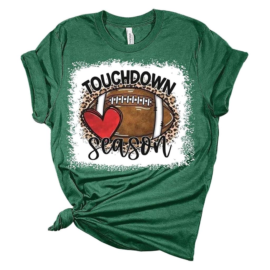 TOUCHDOWN SEASONWomen's Casual Fashion Casual Short Sleeve Rugby Print Round Neck T-shirt Top