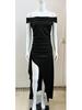 2025 Spring Sexy Off-the-Shoulder Elegant Slit Evening Party Dress for Women