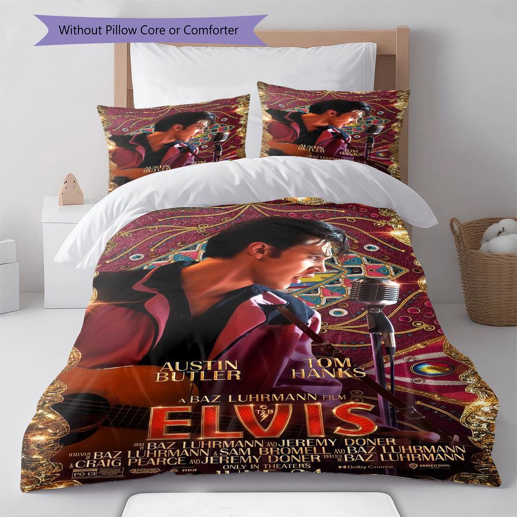 Elvis Presley Pattern Bedding,Quilt Set Quilt Cover Pillowcase Home Birthday Gift (1 * duvet cover + 2 * pillowcase, without core)