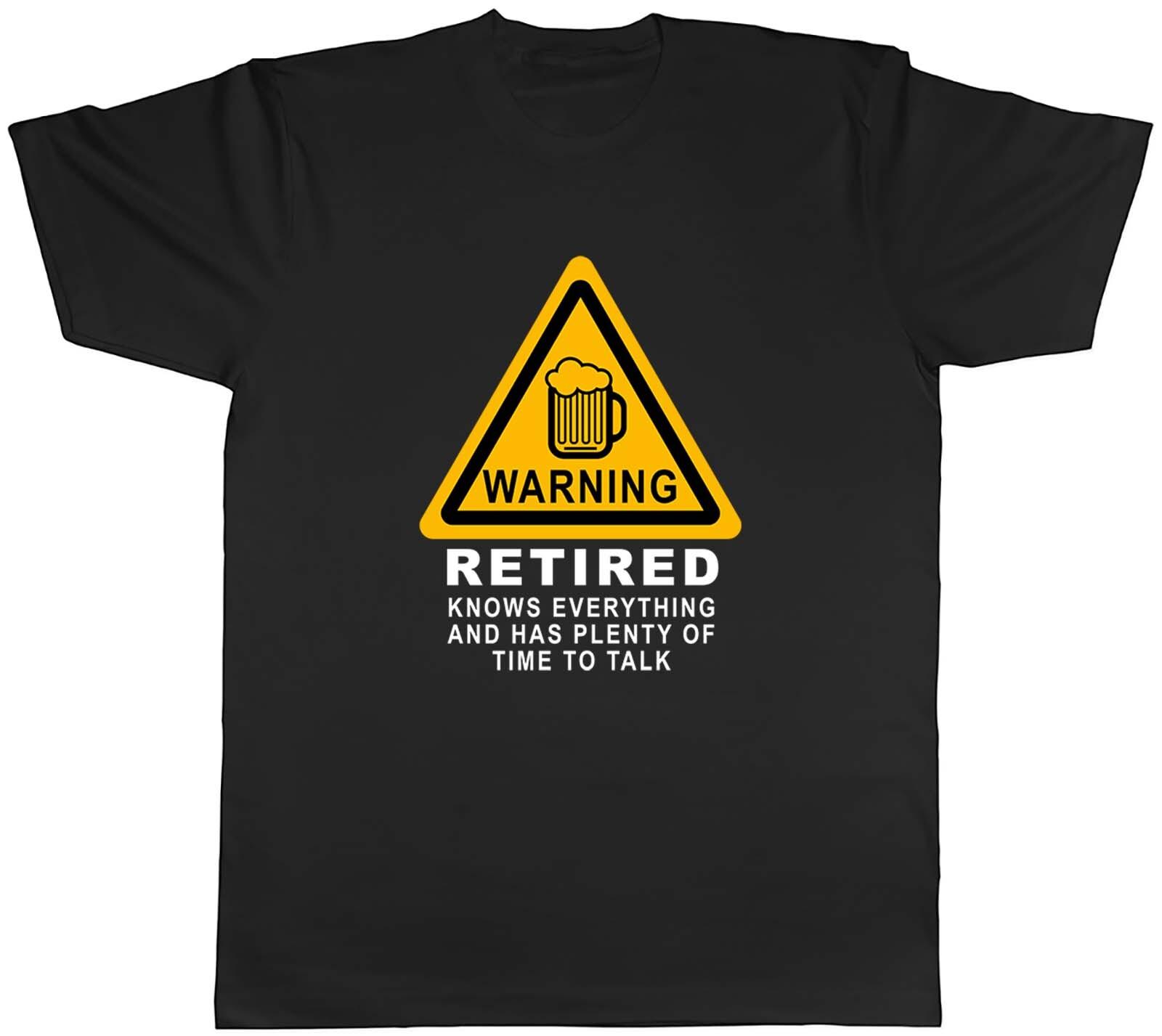 Retirement- Warning Retired Knows Everything Mens Unisex T-Shirt Tee Gift L