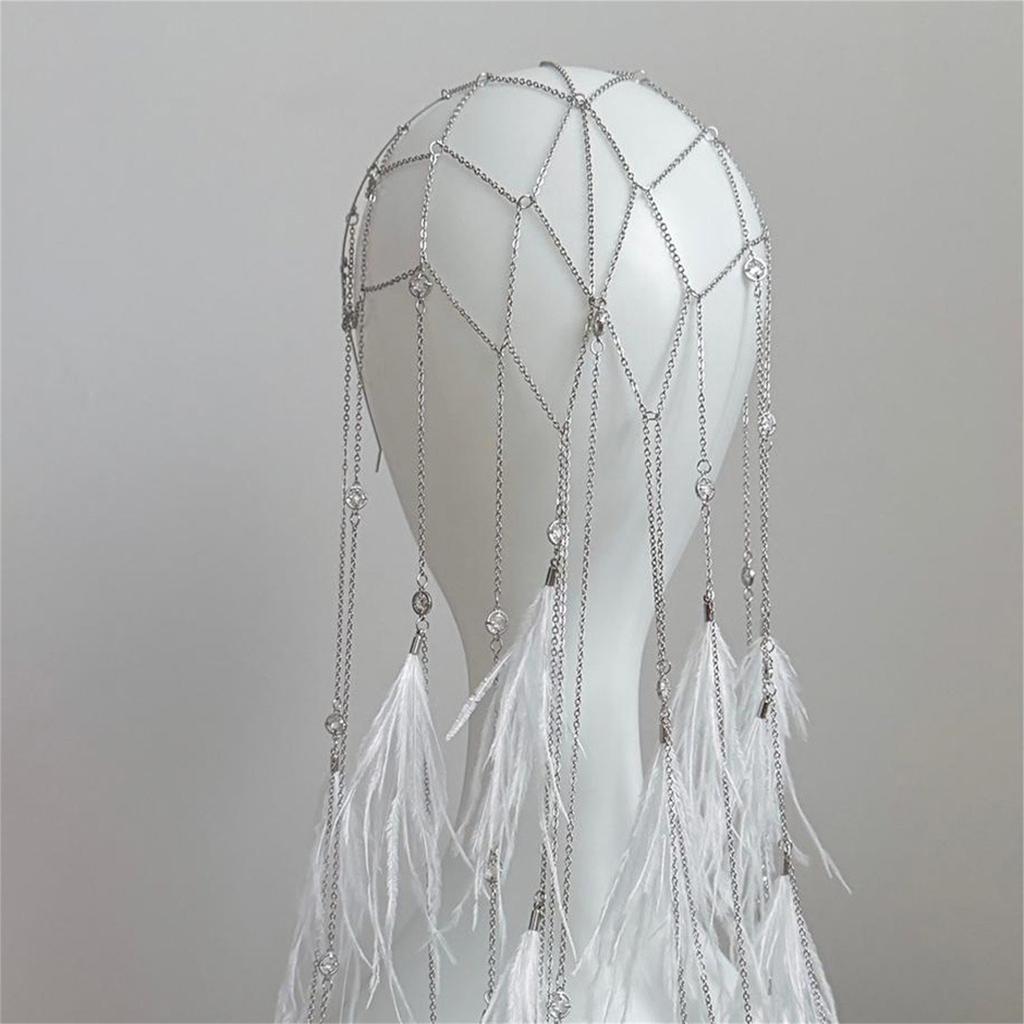 Elegant Bohemian Feathered Hairband Chic Bohemian Feathered Hair Chain Accessory Suitable For Various Celebrations